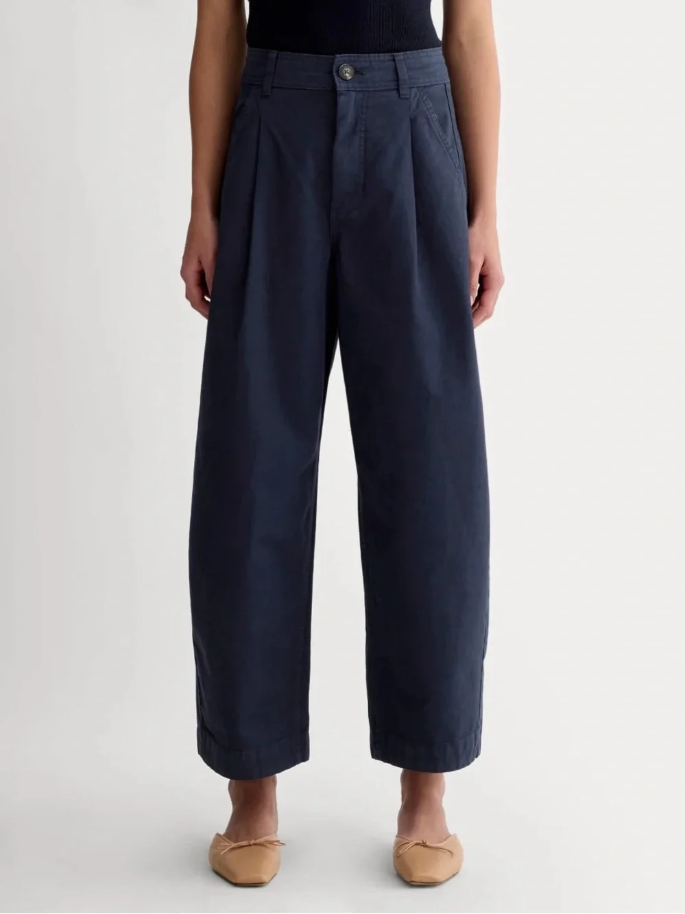 Everlane The Everywhere Pant Navy Size 6 NWT Organic Cotton Linen Barrel Leg